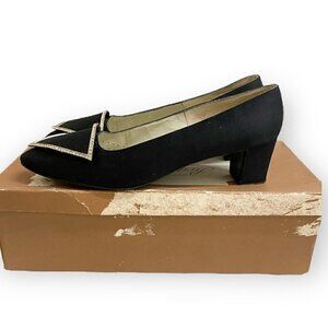 VIntage Roger Vivier black satin pumps with emberlishment, size 7 1/2 AA, in ori